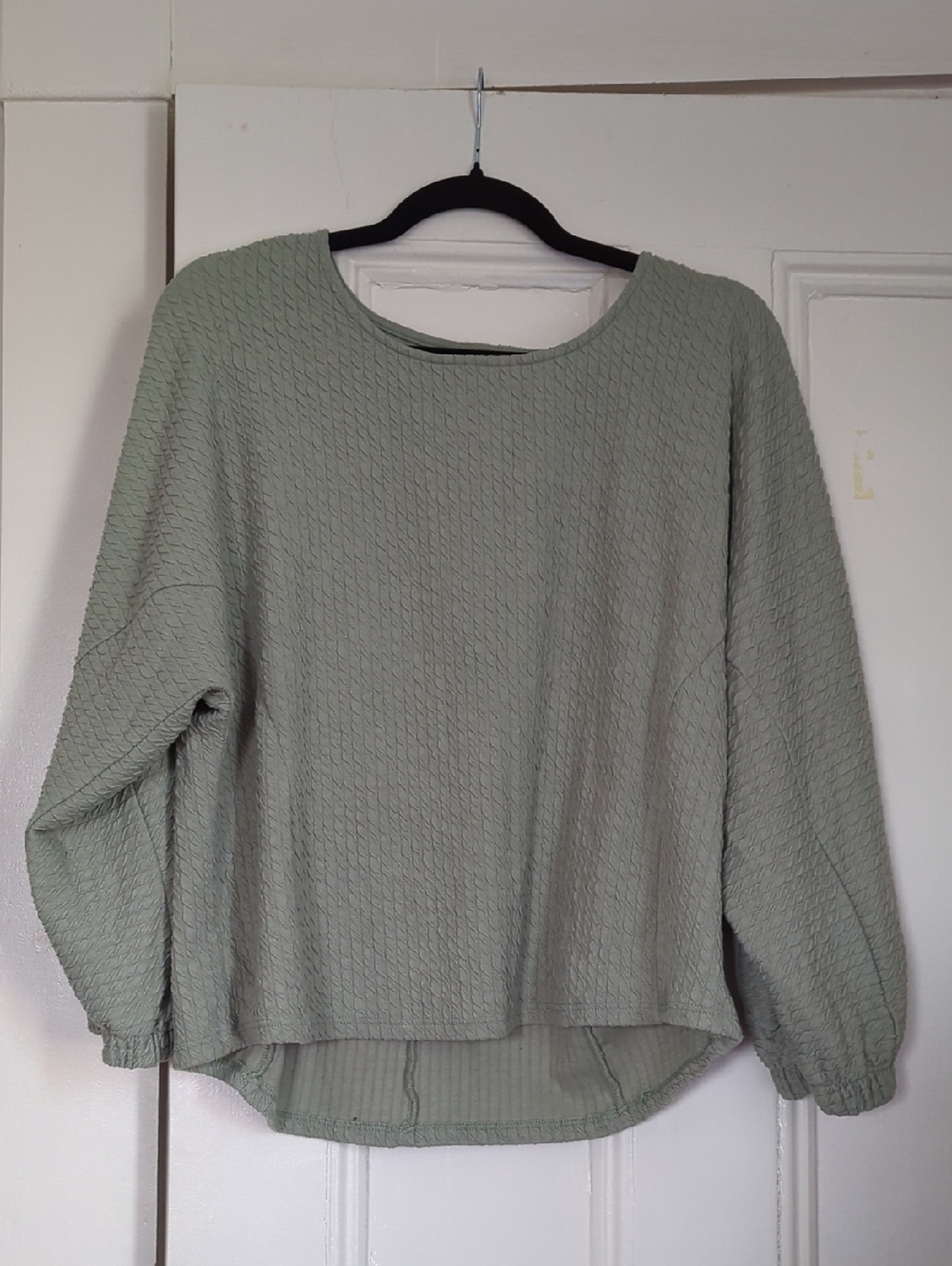 Anthropologie Sage Green Structured Knit Top Comfy And Chic Spring